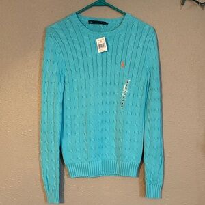 Ralph Lauren Turquoise Cable Knit Sweater
